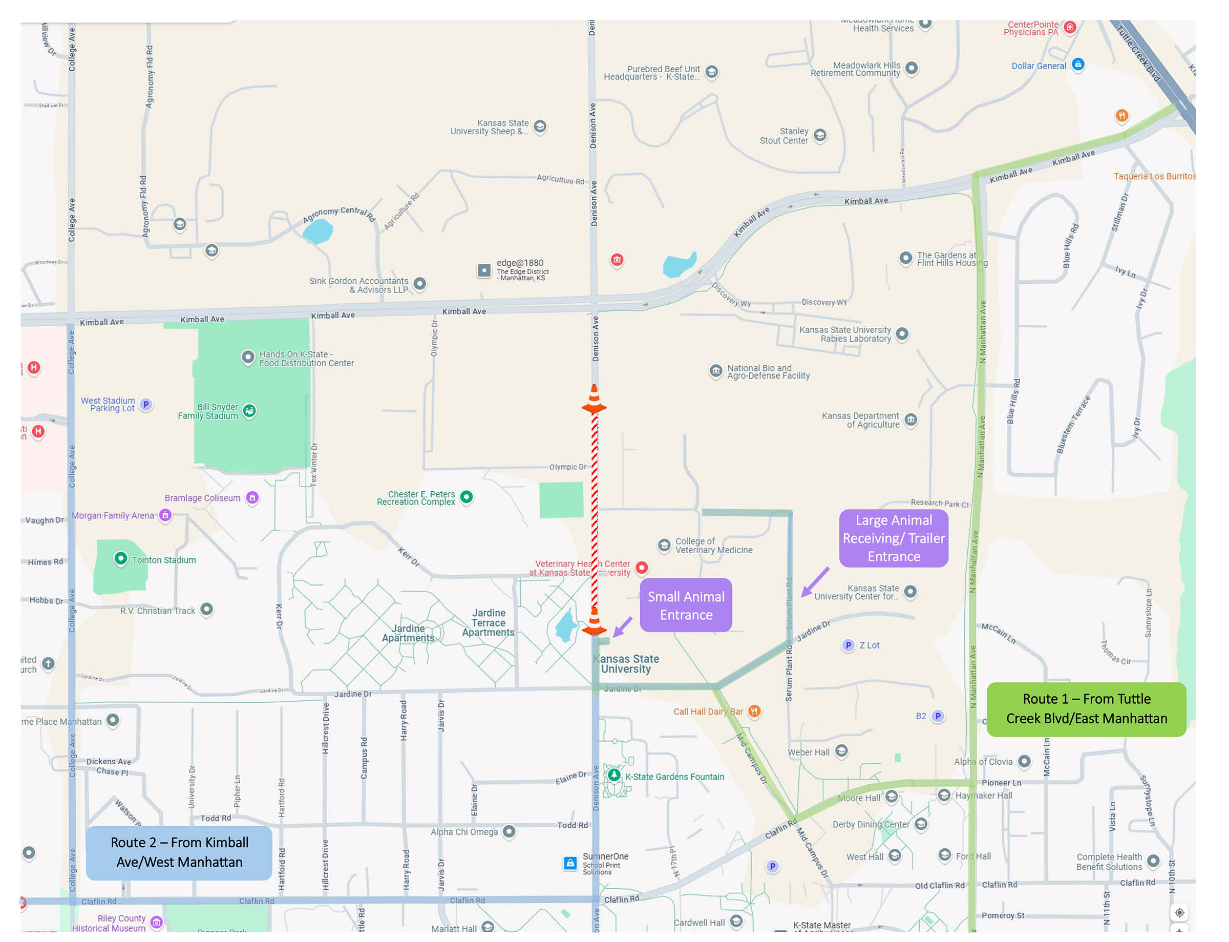 VHC construction re-route map